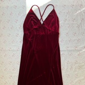 Fashion Nova Deep Red Velvet Maxi Dress